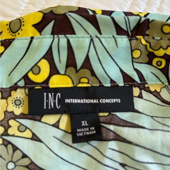 INC International Concepts Yellow and Green Floral Top - Picture 4 of 8